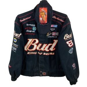 Chase Authentics Dale Earnhardt Jr Budweiser NASCAR Racing Jacket & Hat Mens XL